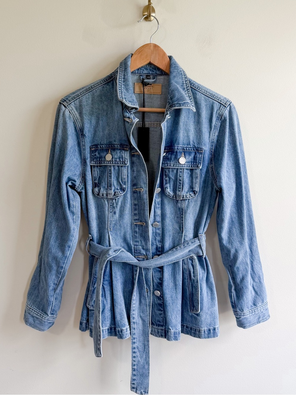 NWT Blank NYC Tie Belt Denim Jacket